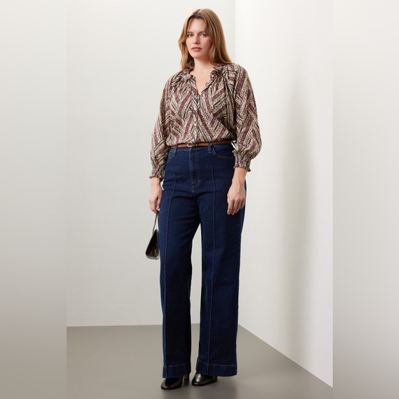 Veronica Beard Calisto Button Down Feminine Ruffle Collar Smocked Cuff Shirt XL - Picture 6 of 13